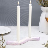 Подсвечник "Волны" для двух свечей из гипса,25х6х3см,мрамор с фиолетовыми полосками: 