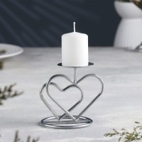 Подсвечник "Валентин 3" металл на одну свечу, 10х10,7 см, хром: 