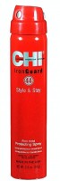 Chi 44 iron guard cпрей термозащитный сильной фиксации 74г габ: Термозащитный cпрей для волос сильной фиксации Chi 44 iron guard предназначен для длительной фиксации. Обеспечивает жесткий стайлинг, фиксацию и термозащиту. Идеально подходит для укладки феном, создания волн и локонов с прочной фиксацией. Инновационная технология спрея позволяет фиксировать даже жесткие, трудно поддающиеся укладке, волосы азиатского типа. Спрей Chi 44 iron guard имеет уникальный состав и обеспечивает потрясающий стайлинг и длительную фиксацию. Придает волосам блеск, надежно защищает при горячей укладке.
*	Не содержит парабены.
*	Подходит для ежедневного применения.
*	Предназначен для всех типов волос.
*	Сильная фиксация.
*
Способ применения: равномерно распылить на расстоянии 25 – 30 см от волос.