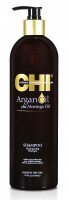 Chi argan oil шампунь с экстрактом арганы и дерева моринга 739 мл габ: Шампунь Chi argan oil сочетает в себе уникальное соединение экзотических масел, которые мягко очищают и омолаживают сухие, поврежденные волосы, восстанавливая влагу, необходимые витамины, антиоксиданты, делая волосы здоровыми и блестящими. Деликатно воздействует на волосы, бережно смывая загрязнения, способствует максимальному очищению и увлажнению.
*	Основные действующие компоненты: масло арганы, масло дерева моринга.
*	Объем: 750 мл.
Способ применение: нанести на влажные волосы небольшое количество шампуня, помассировать до появления пены, оставить на несколько минут, смыть обильным количеством воды. При необходимости повторить.