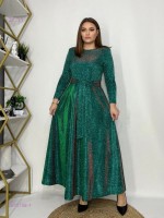 Платье 1673708-1: Цвет: Темно-зеленый_x000D_
_x000D_
Материал: атлас- вискоза ( со стрейч) с блеск напылением
Длина платья- 130см