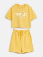 Комплект детский для девочек ((1)футболка и (2)шорты)пижамные) Purim1 желтый: ACOOLA Kids

Описание:
 60%Хлопок,40%ПЭ