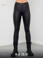 Матовые кожаные джинсы (пропитка) 1667178-1: Цвет: Черный