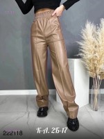 Кожаные брюки Палаццо / С Начёсом 1668168-1: Цвет: Коричневый