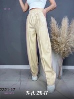 Кожаные брюки Палаццо / С Начёсом 1668167-1: Цвет: Молочный