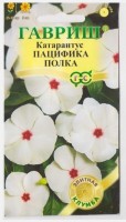 Катарантус Пацифика Полка: Цвет: https://sibsadsemena.ru/index.php/katalog/product/view/592/77881
Нарядное однолетнее растение. Для сортотипа Пацифика характерны ранние сроки цветения, крупноцветковость, компактная, сильноветвистая форма, не требующая формировки, высокая устойчивость к жаре и засухе. Растение высотой 25-30 см, диаметром 15-20 см, листья темно-зеленые, цветки до 5 см, белые с красным