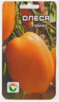 Томат Олеся: Цвет: https://sibsadsemena.ru/index.php/katalog/product/view/582/69456
Новый среднеранний сорт для пленочных укрытий и теплиц. Растение высотой 1,5-2 м, формирует кисти с 4-5 крупными оранжевыми плодами сливовидно-овальной формы, массой 250-300 грамм. Томаты сладкие, по цвету и содержанию каротина сок из плодов этого сорта напоминает абрикосовый. Универсального назначения. Урожайность сорта 8-10 кг на 1 кв.м. Фасовка 20шт