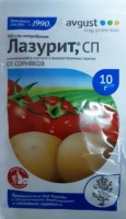 Лазурит 10г: Средство от сорняков избирательного действия Лазурит - универсальный препарат длительного действия для уничтожения сорняков на картофеле и томатах. Лазурит избирательно действует только на сорняки, не влияет на рост картофеля и томатов! Лазурит - это до- и послевсходовый системный гербицид для борьбы с однолетними двудольными и злаковыми сорняками. Фасовка 10г