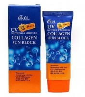 Солнцезащитный крем с коллагеном Ekel Soothing And Moisture Collagen Sun Block SPF50+ PA+++ 70 ml: Цвет: https://www.kosmetichca.ru/product/solntsezashchitnyy-krem-s-kollagenom-ekel-soothing-and-moisture-collagen-sun-block-spf50-pa-70-ml/
Солнцезащитный крем с коллагеном Ekel Soothing and Moisture Collagen Sun Block SPF50+/PA+++ поглощает до 98% UVB-лучей, отражает UVA-лучи, защищая кожу от солнечных ожогов, покраснений и раздражений. Помимо защитной функции, крем превосходно выравнивает цвет лица, способствует уменьшению морщинок, увлажняет и комплексно оздоравливает кожу. Гидролизат коллагена способствует выравниванию микрорельефа кожи, разглаживанию морщинок, повышению упругости и эластичности, легкому подтягиванию овала лица. Гиалуроновая кислота обеспечивает долговременное и высокоинтенсивное увлажнение кожи, защищает от обезвоживания и образования преждевременных морщинок, стимулирует клеточное обновление, заживляет ранки и трещинки. Аллантоин оказывает смягчающее действие, увлажняет, помогает сузить поры и нормализовать работу сальных желез, снимает воспаления, успокаивает чувствительную и раздраженную кожу.
