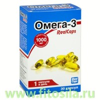 Омега-3 RealCaps - БАД, № 30 капсул х 1,4 г (блистер): Цвет: https://fitosila.ru/product/omega-3-realcaps-bad-no-30-kaps-h-14-g-blister
Одна капсула содержит 1000мг высокоочищенного рыбьего жира из рыб северных морей, стабилизированного смесью натуральных токоферолов.
Применяется в качестве биологически активной добавки к пище - дополнительного источника полиненасыщенных жирных кислот (ПНЖК) Омега-3, в т.ч эйкозапентаеновой и докозагексаеновой кислот.