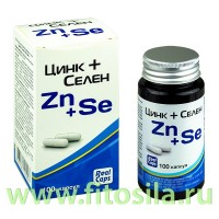 Цинк+Селен (Zn+Se) №100 капс. 315мг БАД: Цвет: https://fitosila.ru/product/cinkselen-znse-no100-kaps-315mg-bad
«Цинк+Селен (Zn+Se)»
биологически активная добавка к пище.
Микроэлементы Цинк и Селен жизненно необходимы для человека. Вместе они оказывают комплексное воздействие на организм, влияя на большинство органов и систем. Ни цинк, ни селен не депонируются в организме, поэтому сокращение их потребления с пищей быстро приводит к симптомам дефицита микроэлементов.
БАД к пище «Цинк+Селен (Zn+Se)» содержит Цинк и Селен в форме органических солей для лучшего усваивания в количествах, составляющих 100% адекватного уровня суточного потребления, и помогает эффективно восполнить дефицит этих микроэлементов в организме человека.
Цинк принимает участие в следующих процессах:
стимулирует выработку необходимых гормонов, в том числе стимулирует работу надпочечников;
оказывает значительное влияние на выработку мужских и женских половых гормонов, влияя тем самым на репродуктивную функцию и сексуальную активность;
улучшает работу мозга, способствует нормальной умственной активности;
укрепляет нервную систему;
укрепляет костную систему и зубы;
помогает работе мочеполовой системы;
помогает усваиваться витамину А;
ускоряет обмен веществ;
стимулирует синтез коллагена и кератина, влияя на рост волос и ногтей;
улучшает внешний вид; 
регулирует работу сальных желез;
способствует более быстрому заживлению ран;
активизирует защитные силы организма;
способствует замедлению процессов клеточного старения.
Селен:
обезвреживает и выводит тяжелые металлы (свинец, платина, ртуть) из организма, тем самым помогая организму справляться с неблагоприятными условиями внешней среды;
способствует защите клеточной мембраны и жиров организма от перекисных радикалов и перекиси водорода;
обеспечивает защиту суставов, сетчатки и кровеносных сосудов;
вместе с витамином Е способствует сохранению здоровья сердечно-сосудистой системы;
улучшает репродуктивную функцию мужчин и женщин.