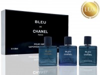 Подарочный набор Chanel Bleu de Chanel 3x30 ml: Цвет: https://www.kosmetichca.ru/product/podarochnyy-nabor-chanel-bleu-de-chanel-3x30-ml/
В набор входит Chanel Bleu De Chanel pour homme Ноты: Пачули, Ладан, Лимон, Имбирь, Белый мускус, Грейпфрут, Сандал, Мята, Ветивер, Мускатный орех, Белый кедр, Жасмин, Розовый перец. Chanel Bleu de Chanel Eau de Parfum Ноты аромата: мандарин, лимон, кедр, ветивер, ваниль, бобы тонка, сандал, амбра, древесные ноты. Chanel Bleu de Chanel Eau de Toilette Ноты: перец, цитрус, мята, имбирь, жасмин, мускатный орех, ладан, кедр, сандал, ветивер