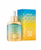 Питательная сыворотка с золотом и коллагеном FarmStay Gold Collagen Nourishing Ampoule, 35мл: Цвет: https://www.kosmetichca.ru/product/pitatelnaya-syvorotka-s-zolotom-i-kollagenom-farmstay-gold-collagen-nourishing-ampoule-35ml/
Питательная сыворотка с золотом и коллагеном предназначена для сухой зрелой кожи, которой не хватает питания и увлажнения. Золото восстанавливает эластичность тканей, а также уменьшает УФ-повреждение кожи, выступает проводником для активов сыворотки, запускает процессы обновления и восстановления кожи. Гидролизованный коллаген разглаживает и выравнивает кожу, делает ее упругой и эластичной, способствует уменьшению глубины морщин, питает и защищает, улучшает эластичность и плотность кожи. Сыворотка насыщена активными компонентами, которые быстро проникают в слои кожи и запускают процессы обновления. Сыворотка также выравнивает тон и улучшает тонус, она становится более здоровой и ухоженной, морщинки заметно сокращаются, а сухость исчезает.