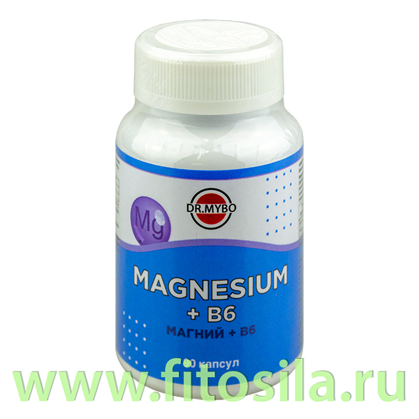 Магний+В6, 90 капсул БАД Dr.Mybo: Цвет: https://fitosila.ru/product/magnijv6-90-kapsul-bad-drmybo
Магния цитрат — магниевая соль лимонной кислоты, самая усваиваемая форма магния, является жизненно важным элементом, который находится во всех тканях организма и необходим для нормального функционирования клеток, он участвует в регуляции передачи нервных импульсов и в сокращении мышц. 
Витамин В6 участвует во многих метаболических процессах, в регуляции метаболизма нервной системы. Он улучшает всасывание магния из желудочно-кишечного тракта и его проникновение в клетки. 