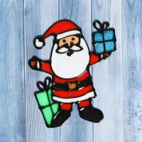 Наклейка на стекло "Дед Мороз и два подарка" 12х14,5 см: 