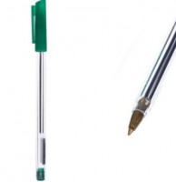 Ручка шариковая: Ручка шариковая 0,7 мм, стержень зелёный, корпус прозрачный с зеленым колпачком.