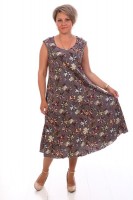 Платье П-8 Цветы на сером: Состав:  Кулирка (100% хлопок)