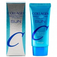 Крем солнцезащитный увлажняющий с коллагеном - Collagen sun cream SPF50+/PA+++, 50г: Увлажняющий солнцезащитный крем содержит гидролизованный коллаген и гиалуроновую кислоту, которые надёжно оберегают кожу от пересыхания в течение дня. Вместе они увеличивают содержание влаги на поверхности кожи, делая её мягкой и гладкой. Средство имеет комфортную текстуру, легко распределяется и приятно ощущается на лице, не давая ощущения жирной плёнки