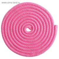 Скакалка гимнастическая утяжелённая, 2,5 м, цвет неон розовый/серебро люрекс: 