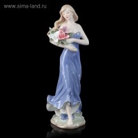 Сувенир керамика "Девушка-мечтательница с лилиями" 29х11,5х11 см: 