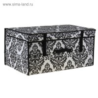 Короб для хранения с крышкой, 60х40х30 см "Вензель", цвет черно-белый: 