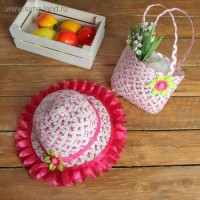 Набор сумочка и шляпка с цветочком р-р 50-52 см, цвет розовый: 