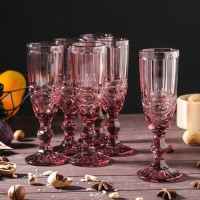 Набор бокалов для шампанского Magistro «Ла-Манш», 160 мл, 7?20 см, 6 шт, цвет розовый: 