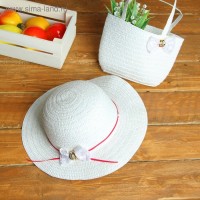 Набор сумочка и шляпка с бантиком р-р 50-52 см, цвет белый: 