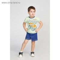 Комплект для мальчика (футболка, шорты), цвет индиго/зеленый, рост 80 см (48): 