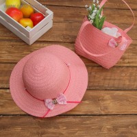 Набор сумочка и шляпка с бантиком р-р 50-52 см, цвет светло розовый: 
