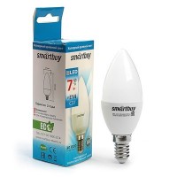 Лампа cветодиодная Smartbuy, C37, 7 Вт, Е14, 6000 К, холодный белый: 