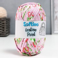 Пряжа трикотажная 95% хлопок, 5% эластан "Lentino Print" 100 гр 30 м цветы на розовом: 