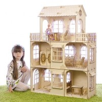 Конструктор "Большой кукольный дом", без мебели и текстиля, фанера — 3 мм, этаж: 33 см: 
