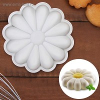 Форма для выпечки и муссовых десертов 22 х 5 см "Ромашка", цвет белый: 