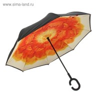 Зонт наоборот "Огненный цветок", трость, R=60см, цвет чёрный: 
