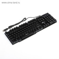 Клавиатура Ritmix RKB-200, игровая, проводная, подсветка, 112 клавиш, USB, чёрная: 