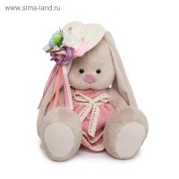 Мягкая игрушка "Зайка Ми" в бледно-розовом платье и шляпке с цветами, 23 см: 