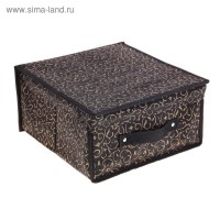 Короб для хранения с крышкой 30х28х15 см "Роскошь", цвет чёрно-золотой: 