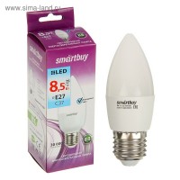 Лампа cветодиодная Smartbuy, C37, E27, 8,5 Вт, 4000 К, холодный белый: 