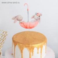 Топпер на торт «Кролики в зонтике»: 