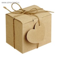 Коробка крафт из рифленого картона 11 х 8,5 х 10 см, с декором: 
