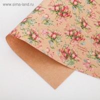 Бумага упаковочная крафтовая «Букет тюльпанов», 50 × 70 см 20 шт: 