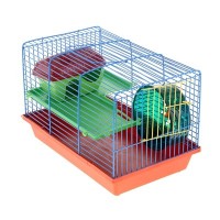 Клетка для грызунов 2-эт, пластиковые полочки, лесенка, домик, колесо, 36 х 24 х 27 см: 