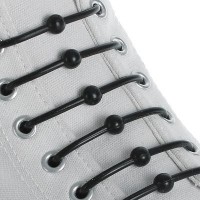 Набор силиконовых шнурков «Шар», декоративные, 15 мм, 6,5 см, 6 пар, цвет чёрный: 