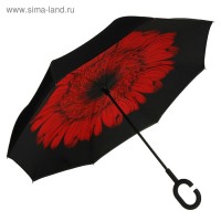 Зонт наоборот "Цветок", R=56см, цвет красный/чёрный: 