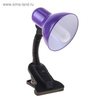 Настольная лампа на прищепке с кнопкой, фиолетовая, провод 78 см: 