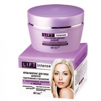 LIFT INTENSE Крем лифтинг дневной 45/12 Подтягивание и Увлажнение с гиалуроновой кислотой и имбирем: СОСТАВ:  вода, глицерин, гидрогенезированный полидецен, глицерилстеарат, децилкокоат, сорбитанлаурат, полиглицерил-4 лаурат, дилаурилцитрат, этилгексилизононаноат, глицерилтрикаприлат/капрат, ППГ-15 стеариловый эфир, цетеариловый спирт, гиалуронат натрия, бетаин, масло Camelia Sasanqua, пентаэритритилдистеарат, экстракт корня Zingiber Officinale (имбиря), эластин,глицерин,растворимый коллаген,гиалуроновая кислота,пропиленгликоль,молочная кислота,карбамид,сорбитол,триэтиленгликоль,ПЭГ-40 гидрогенизированное касторовое масло,тридецет-9,серин,экстракт лепестков Rose Damascena, масло Rose Damascena,хлорид натрия,гидроксид натрия,аллантоин,триэтаноламин, сополимер акрилоилдиметилтаурата аммония и винилпирролидона, метилпарабен, парфюмерная композиция, масло зародышей Triticum vulgare (пшеницы), токоферилацетат, изопропилмиристат, бутилгидрокситолуол, пропилпарабен, бензиловый спирт, метилхлоризотиазолинон, метилизотиазолинон,  альфа-изометилионон, бензилбензоат, бензилсалицилат, бутилфенилметилпропиональ, линалол
Бренд: Витэкс
Крем-лифтинг дневной интенсивно увлажняет и поддерживает тонус кожи в течение дня.  Гиалуроновая кислота , образуя на коже воздухопроницаемую пленку, поддерживает контур лица, разглаживает кожу.  Гармоничное соединение  экстракта имбиря  и  масел камелии  и  розы  тонизирует, укрепляет и улучшает эластичность кожи. Результат:  день за днем кожа становится более гладкой и упругой, контур лица приобретает четкость. 
http://vitex.by/katalog/kremy-dnevnye/755.html