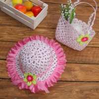 Набор сумочка и шляпка с цветочком р-р 50-52 см, цвет светло-розовый: 