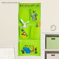 Кармашки подвесные вертикальные текстиль на 5 отделений "Любознательный малыш": Размер  30,5 см × 1 см × 72 см