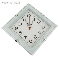 Часы настенные в форме ромба, 31 × 31 см, накладка с 4 держателями, циферблат белый, рама хром: 